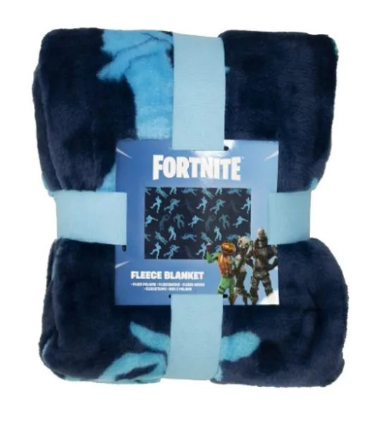 Fortnite Officiële Shuffle Fleece Deken Throw | Blue Battle Royale Design Super Soft Deken | Perfect voor elke slaapkamer