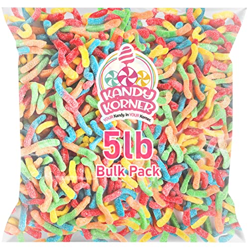 Sour Brite Crawlers – 5lb Pack Gummy Worms – Colorful Mix of Sour Gummy Candy – Candy Bulk with Sugar Coating – Flavor Mixes In Three Combinations - 5 LB