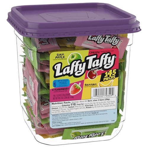 Laffy Taffy Candy, Assorted Fruit Flavored Taffy Candy, Sour Apple, Cherry, Strawberry & Banana Flavors, Fruity Treat For School, 145 Pieces - Mixed Fruit - 145 Count
