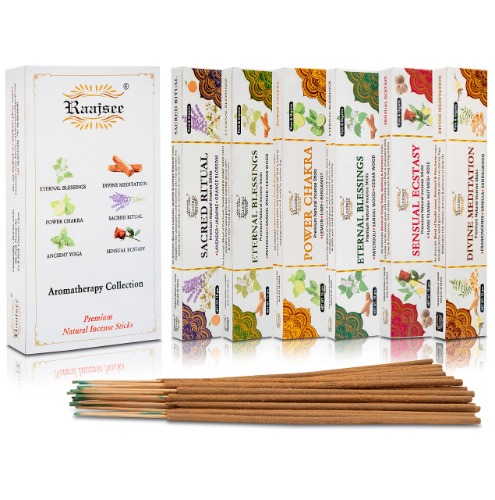 raajsee Incense Sticks 6 Pack Variety Set 15gm Each, Magical Blends of Different Natural Herbs- 100% Pure Organic Natural Hand Rolled Free from Chemicals - Aromatherapy Collection