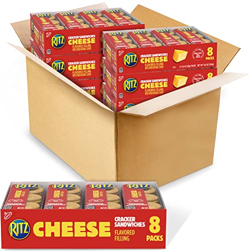 RITZ Cheese Sandwich Crackers, 48 Snack Packs (6 Boxes) - Cheese - 1.38 Ounce (Pack of 48)