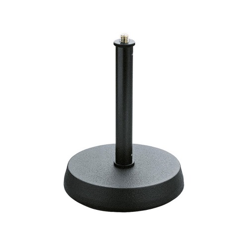 K&M 232 bordsstativ svart – stål med 17,5 cm hög – 3/8 tum gänganslutning – gjuten rund bas med stegljuddämpning