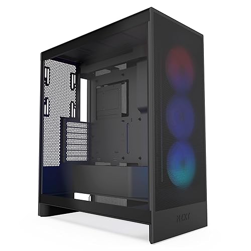 NZXT H7 Flow RGB 2024 | Mid-Tower ATX Airflow Case with RGB Fans | Supports Bottom Fans for Direct GPU Cooling | Includes 360mm RGB Single-Frame Fan Unit | Cable Management | Black - H7 Flow RGB 2024 - RGB Fans - Black