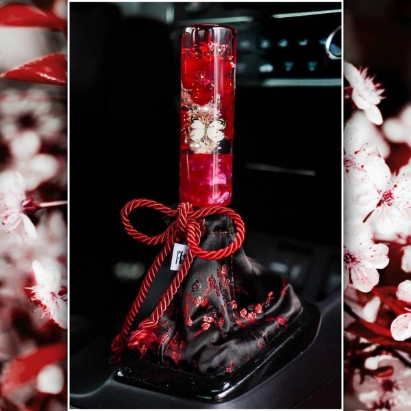 Red and Black Sakura Cherry Blossom Shift Boot