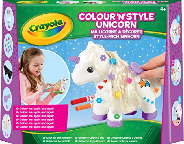 CRAYOLA Colour 'n' Style Unicorn | Colour Your Own Unicorn Again and Again | Includes Washable Marker Pens, Beads & Hairbrush | Ideal for Kids Aged 4+ - single
