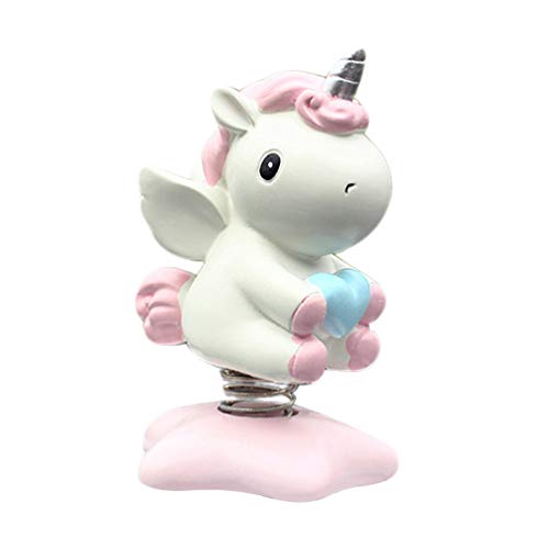 Amosfun Car Dashboard Ornaments Unicorn Shaking Head Nodding Toy Desktop Decorative Auto Adornment Accessories Christmas Gift Favor (Pink)