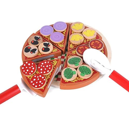 Wooden Simulation Pizza Play Toy Food Cutting Set Kids Role Play Funny Kitchen