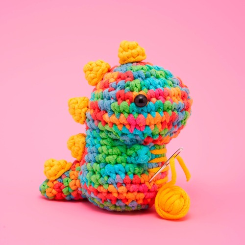 Fred the Dinosaur Rainbow Crochet Kit | With crochet hook