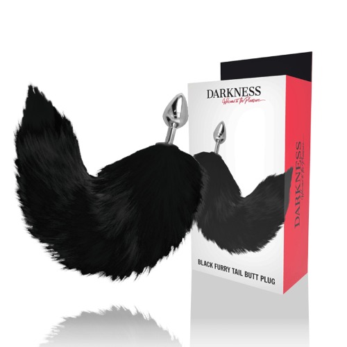 DARKNESS™ - SILVER ANAL PLUG 8 CM WITH BLACK TAIL