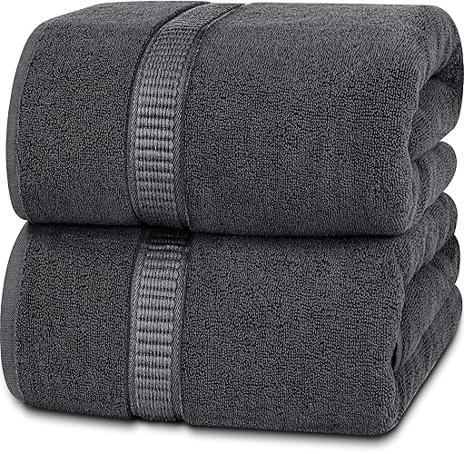 Utopia Towels - Luxurious Jumbo Bath Sheet (35 x 70 Inches) - 600 GSM 100% Ring Spun Cotton Highly Absorbent and Quick Dry Extra Large Bath Towel - Super Soft Hotel Quality Towel (Grey, 2 Pack) - Pack of 2 - Grey