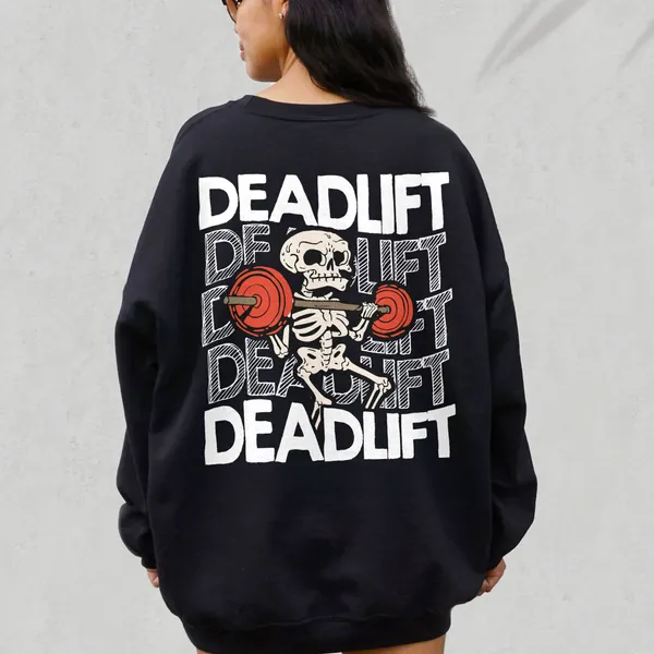 Skeleton Deadlift Hoodie, Skeleton Gym Workout Sweatshirt, Funny Deadlifter Shirt, , Funny Skull Shirt, Workout Shirt, Barbell Tee
