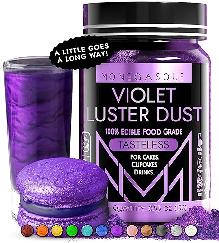 MONÉGASQUE Violet Edible Glitter for Drinks 15g – Edible Glitter for Cocktails - Purple Luster Dust Edible Drink Glitter - Cocktail Glitter - Edible Cake Decorations Purple Edible Glitter Spray - 15 Grams - Violet