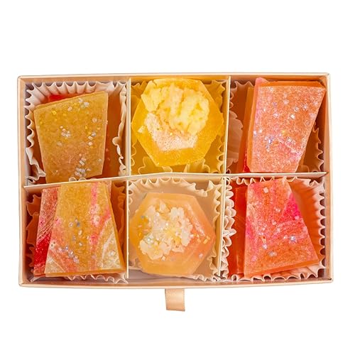 Silky Gem - Edible Crystal Candy, 8-10 Clusters, Peach Flavored Moonstone, Kohakutou, Edible Gem, Vegan, Gluten Free, ASMR - Peach