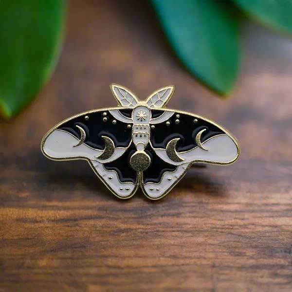 Lunar Moon Moth Enamel Lapel Pin