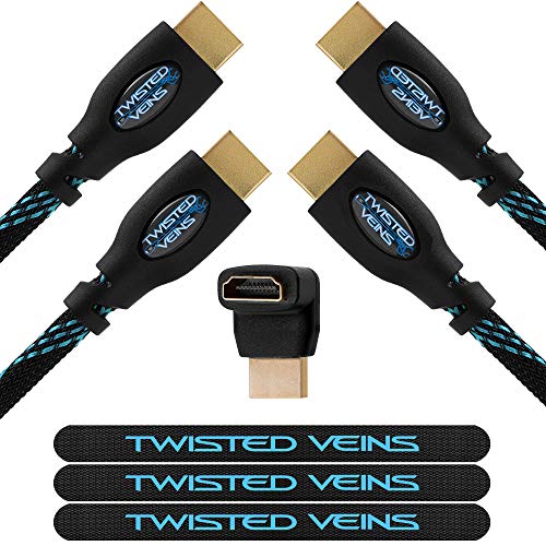 Twisted Veins HDMI Cable 25 ft, 2-Pack, Premium HDMI Cord Type High Speed with Ethernet, Supports HDMI 2.0b 4K 60hz HDR on Most Devices and May Only Support 4K 30hz on Some Devices - 25 ft, 2 Pack