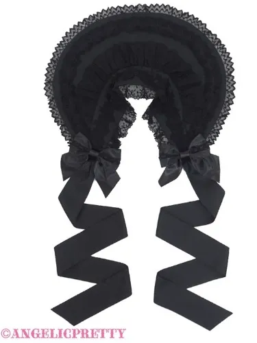 Classic Doll Half Bonnet - Black x Black [232KH10-110571-bkbk] - $130.00 : Angelic Pretty USA
