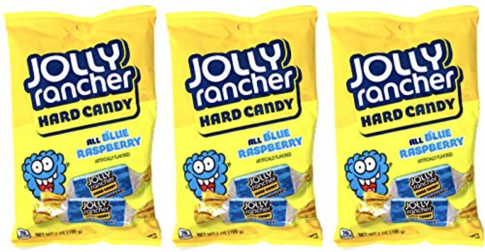 Jolly Rancher Hard Candy All Blue Raspberry 7 Ounce Bags Individually Wrapped Blue Candy (Pack of 3)