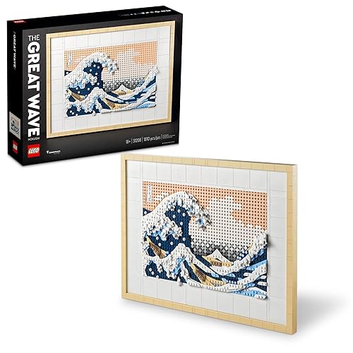 LEGO Art Hokusai – The Great Wave 31208, 3D Japanese Wall Art Craft Kit, Framed Ocean Canvas, Creative Activity Hobbies for Adults, DIY Home, Office Decor - multi-color