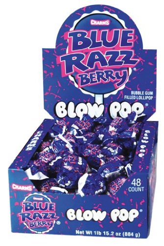 Charms Blow Pops Blue Razz Berry Flavor, 48 Count (Pack of 1) - Blue Razz Berry - 48 Count (Pack of 1)