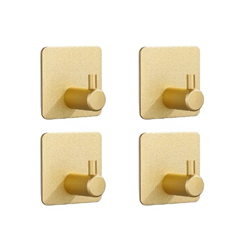 Självhäftande krokar 4-pack, rockkrokar, starka klibbiga krokar, 3M kommandokrok, för att fästa krokar dörrkrokar, badrumskrokar, väggkrokar, kökskrokar, sugkrokar (Guld) - Guld