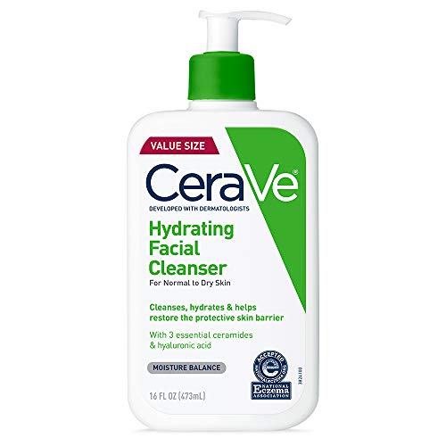 CeraVe Hydrating Facial Cleanser | Moisturizing Non-Foaming Face Wash with Hyaluronic Acid, Ceramides and Glycerin | Fragrance Free Paraben Free | 16 Fluid Ounce - 16 Fl Oz (Pack of 1)