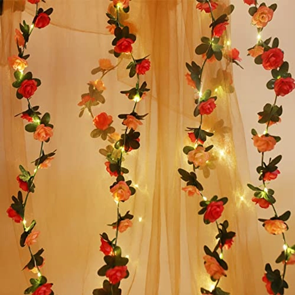 Naidiler 12 Pcs Artificial Ivy Garland Fake Vines with 32 Ft Lights String  (100 LED) Decor