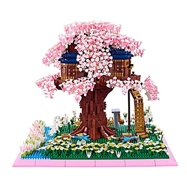 DOLBLOCK 5280 PCS Japanese Sakura Tree House Micro Building Blocks Set Architecture Mini Bricks of Cherry Blossom Bonsai Modle, Toy Gift for Adults Age of 14+
