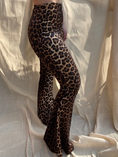 Flared Trousers - Golden Leopard | UK 8 / Leg length 32"
