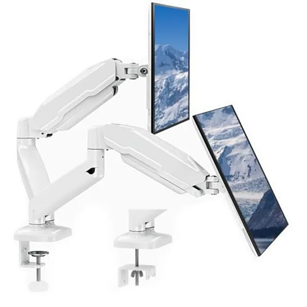 MOUNT PRO Dual Monitor Mount Fits 13 to 32 Inch Computer Screen, Height Adjustable Monitor Stand for 2 Monitors, Gas Spring Monitor Arm Holds up to 17. 6lbs Each, Monitor Desk VESA Mount, White