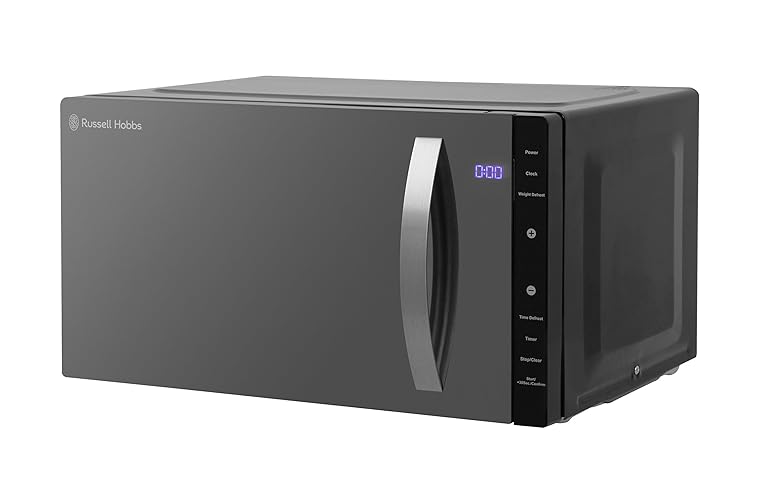 Russell Hobbs RHFM2363B 23 L 800 W Black Digital Flatbed Solo Freestanding Microwave with 5 Power Levels, 8 Auto Cook Menus, Easy Clean, Clock and Timer, Automatic Defrost