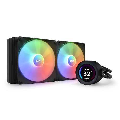 NZXT Kraken Elite 280 RGB - RL-KR28E-B1 - 280mm AIO CPU Liquid Cooler - Customizable 2.36" Wide-Angle LCD Display for GIFs, Images, Performance Metrics - 2 x F140 RGB Core Fans - Black - 280mm - Kraken Elite RGB - Black
