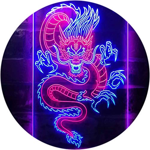 Chinese Dragon Room Display Dual Color LED Enseigne Lumineuse Neon Sign Rouge et bleu 300 x 400mm st6s34-i3225-rb - 12" x 16" - Rouge et bleu