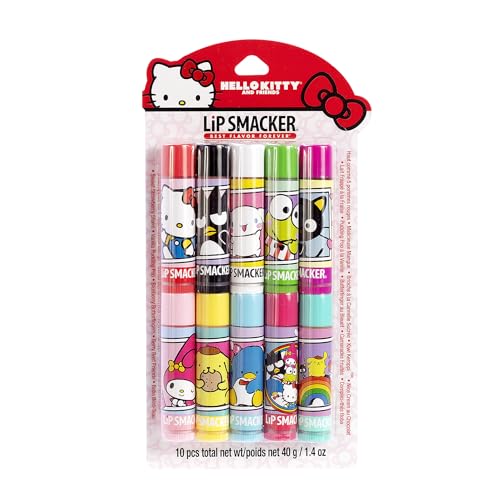 Lip Smacker Sanrio Hello Kitty & Friends Pack - 10 Moisturizing Lip Balms, Clear Matte, Hydrating & Protecting - Cruelty-Free-Hello Kitty - Hello Kitty - 10 Count (Pack of 1)