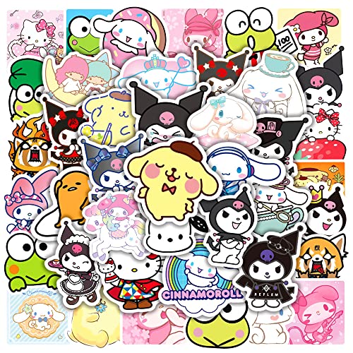 JXJMYU 50pcs Cute Kawaii San-Rio Kuro mi Me lody Cinnamo roll Stickers for Skateboard Trunk Laptop Computer Water Bottles Car Teens Boys Girls Decal Waterproof Sticker - Colours