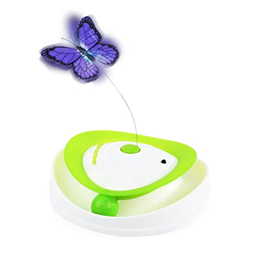 ALL FOR PAWS 2 in 1 Interactive Cat Butterfly Flutter Toy with Rolling Balls Automatic Kitten Spinner Toys for Indoor Cats - 2 in 1
