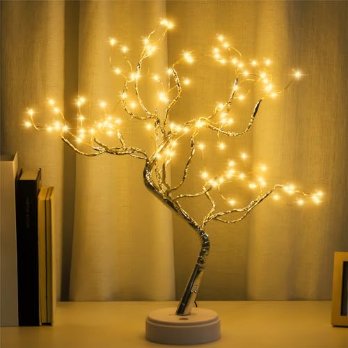 PXBNIUYA Room Decor, 20" 108 LED Tabletop Bonsai Tree Light, DIY Artificial Tree Lamp, Battery/USB Operated, Aesthetic Lamps for Living Room Bedroom Christmas Home Gifts House Decor (Warm White) - 108 Led Warm White - 108 LED
