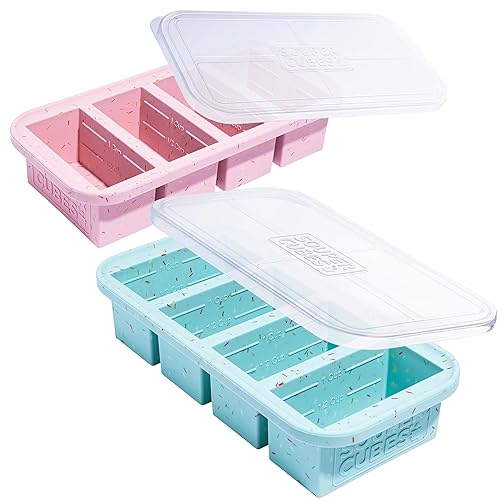 Souper Cubes 1 Cup Silicone Freezer Molds - Easy Meal Prep Container and Kitchen Storage Solution - Silicone Freezer Trays With Lids for Food, Sauces, Desserts and More - Sprinkles - 2-Pack - Sprinkles Edition - 2-Pack