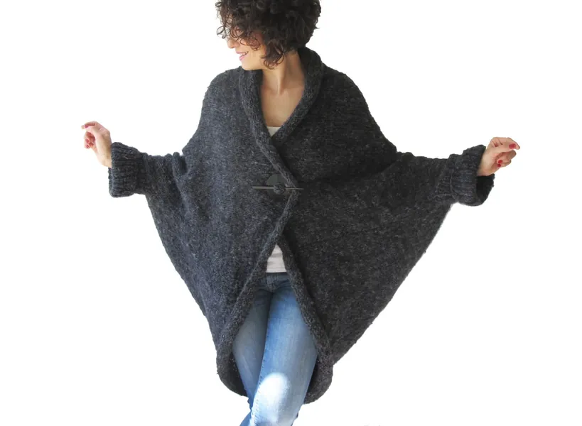 Chunky Dark Gray Casual Cardigan