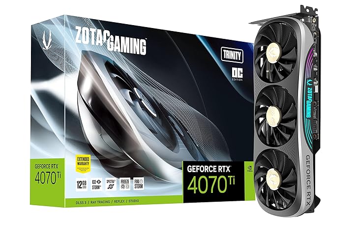 ZOTAC Gaming GeForce RTX 4070 Ti Trinity OC DLSS 3 12GB GDDR6X 192-bit 21 Gbps PCIE 4.0 Gaming Graphics Card, IceStorm 2.0 Advanced Cooling, Spectra 2.0 RGB Lighting, ZT-D40710J-10P