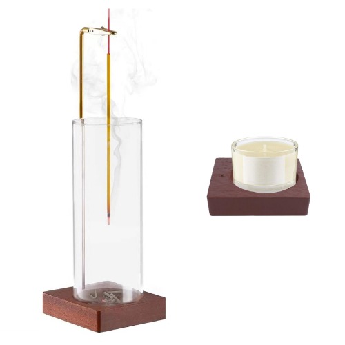 Luckwaii hållare för rökelsestavar med avtagbar askfångare av trä rund bas inverterad rökelsebrännare modern stil rökelsebrännare för Room Décor hållare för rökelsestickor meditation yoga