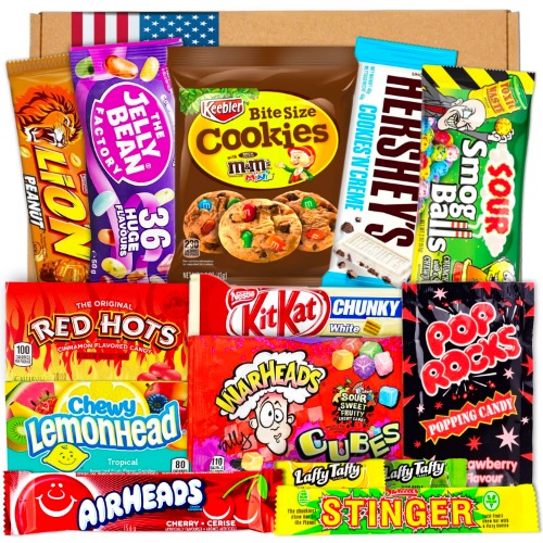 Candy Fun USA SWEETS godislåda | Import presentidé för födelsedagar 11 delar
