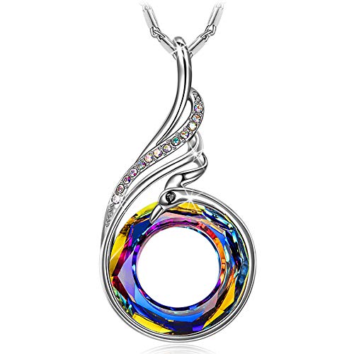 Kate Lynn ♥ Rise From the Ashes Sterling Silver Phoenix Necklaces for Women, 17.8"+2.0" Necklace, Packaged with Jewelry Box, Birthday Gift for Women, Symbol of Luck and Renewal - Volcano