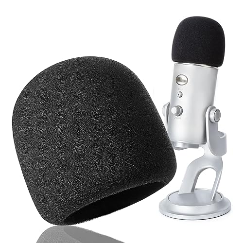 Foam Windscreen for Blue Yeti, Yeti Pro, MXL, Audio Technica and Other Large Microphones, Pop Filter Cover made from Quality Sponge Material by YOUSHARES (Black) - Foam