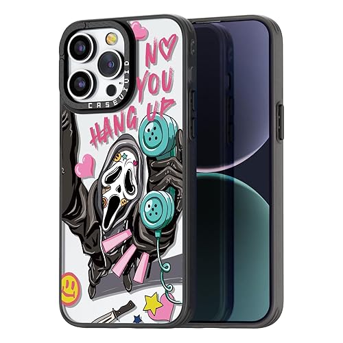 casevivid Compatible for iPhone 15 Pro Max Case Cute Aesthetic - Durable Fashion Funny Phone Case - Girly Scream Skeleton Skull Pattern Print Cover Design for Woman Girl 6.7 inches Black - Basic Case For iPhone 15 Pro Max - Skeleton