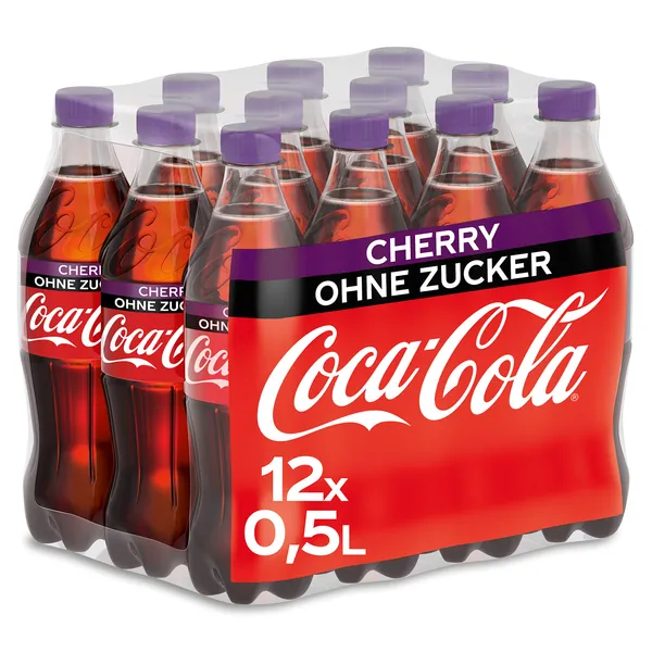 Coca-Cola Zero Sugar Cherry / Fruchtiges Erfrischungsgetränk ohne Zucker in handlichen Flaschen mit originalem Kirschgeschmack / 12 x 500 ml Einweg Flasche, 6000 ml - Kirsche 500 ml (12er Pack)
