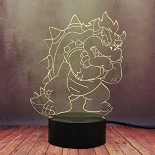 Mario Yoshi Game Lamp 3D Illusion Night Light Bowser Koopa Big Devil LED Touch Lamp 16 Color Change Table Lamp with Remote Controller Creative Home Bedroom Decor Boy Teen Anime Fans Birthday Gift