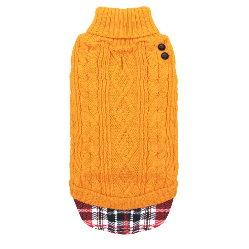 KYEESE Dog Sweater with Leash Hole for Small Medium Dogs Turtleneck Knitwear Pullover Warm Dog Clothes, Yellow, M - Medium (Pack of 1) Yellow