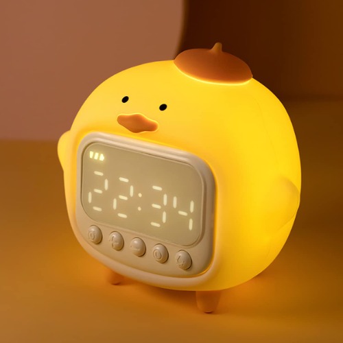 LEDHOLYT Cute Duck Alarm Clock Night Light, Children's Fun Duckling Wake Up Lamp, Alarm Clock, Night Light for Kids' Bedroom Decoration, Sleep Training Clock, Birthday Gift