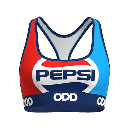 Odd Sox, Women's Fun Candy & Snackfood Sport Bra, Assorted Styles - Large - Pepsi Classic
