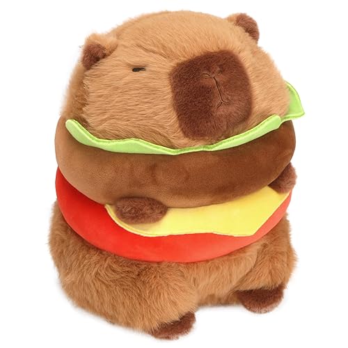 CHDBLOCK Hamburger Capybara Cute Capybara Stuffed Animal Capybara Plush Toys Kawaii Capybara Capybara Plushie The Best Birthday Gift for Kid(Hamburger Capybara-9.5inch) - Hamburger Capybara - Small